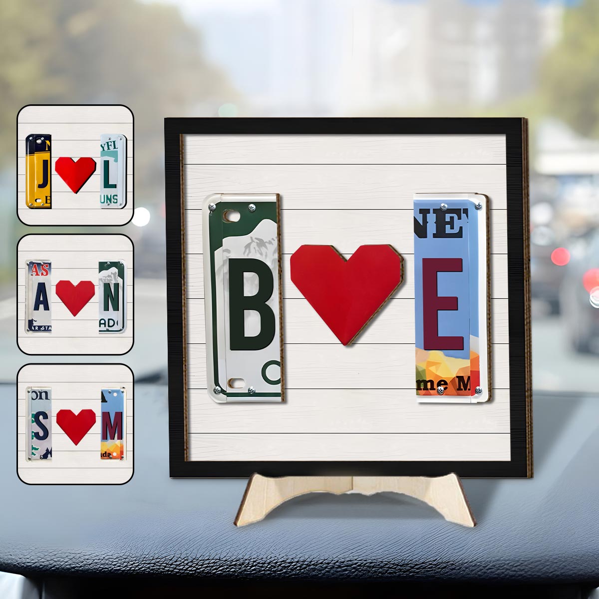 Any Letter Liscense PLate - Personalized Couple 2 Layered Wood Sign / Wood Plaque