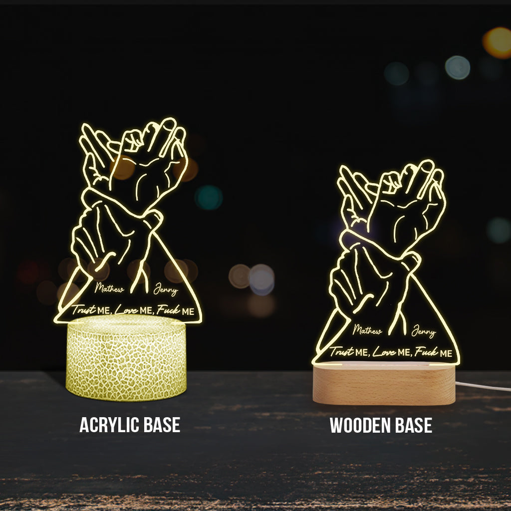 Trust Me Love Me - Personalized Couple Shaped Plaque Light Base