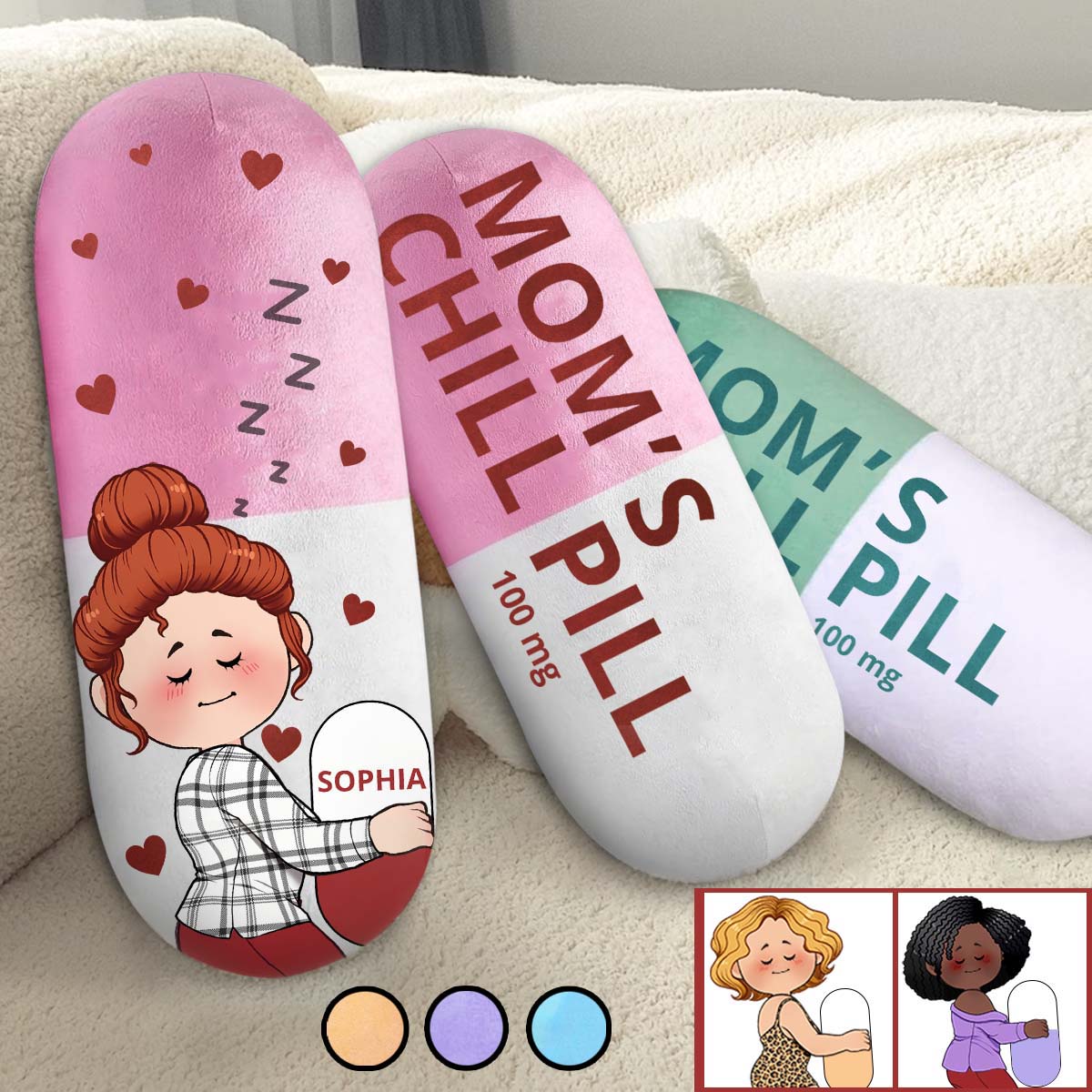 Mom's Chill Pill - Personalized Mother Shaped Pillow
