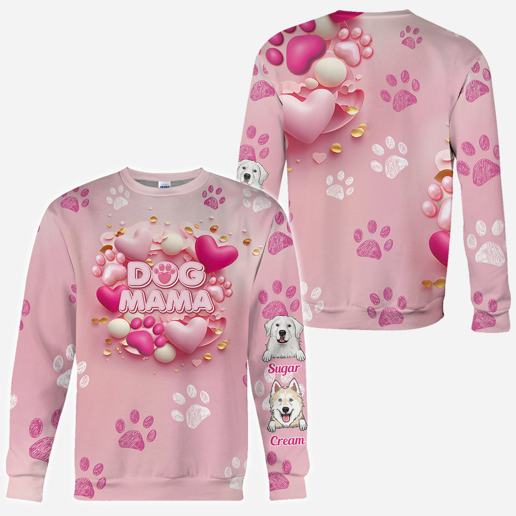 T-shirt personnalisé pour chien et chat avec cœur rose 3D - Maman à fourrure