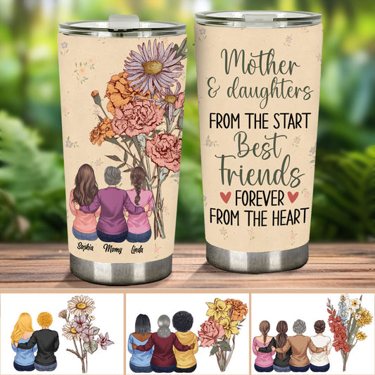 Mother And Children Birth Flowers - Personalized Mother Tumbler