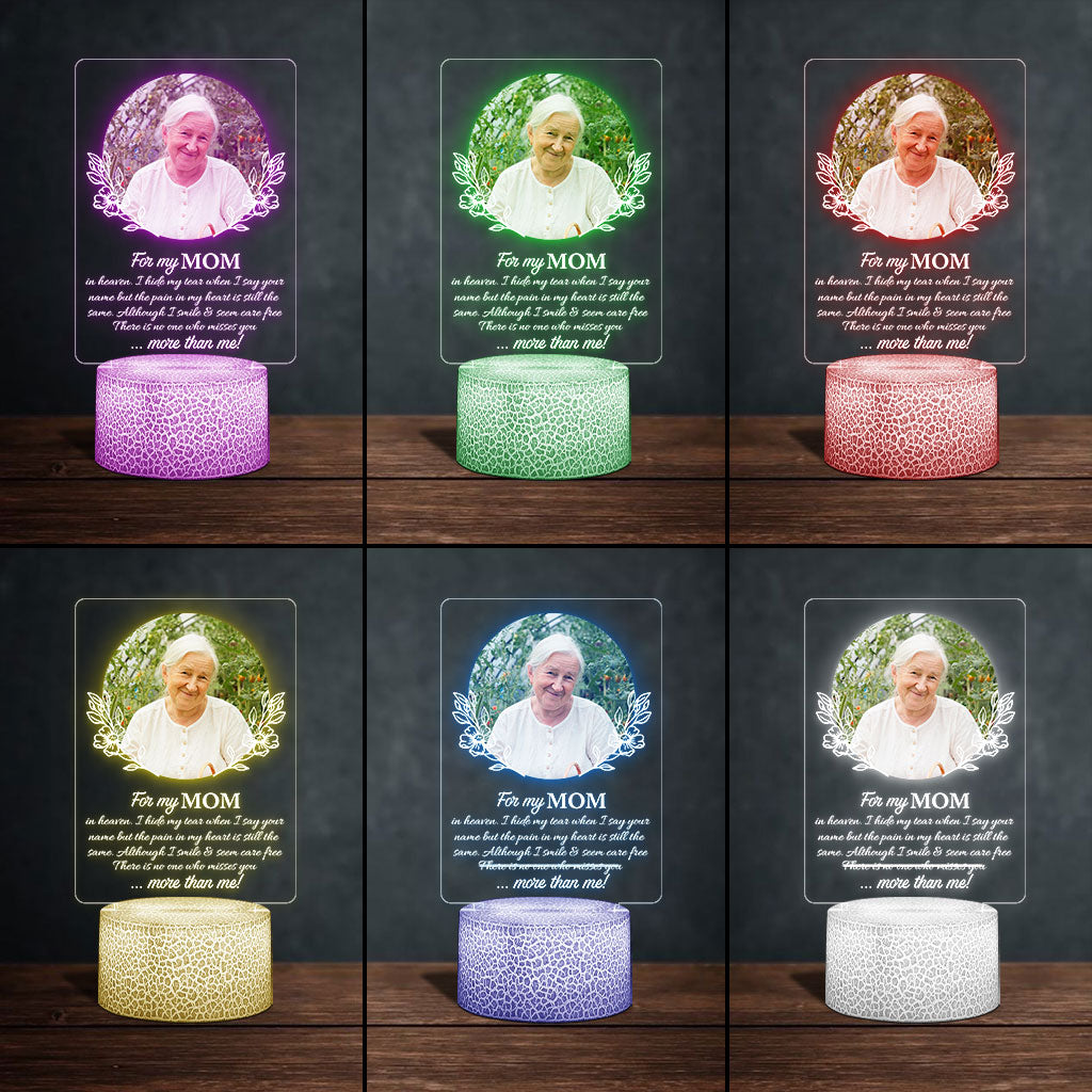 For My Any Title In Heaven I Hide My Tears When I Say Your Name - Personalized Mother Shaped Plaque Light Base