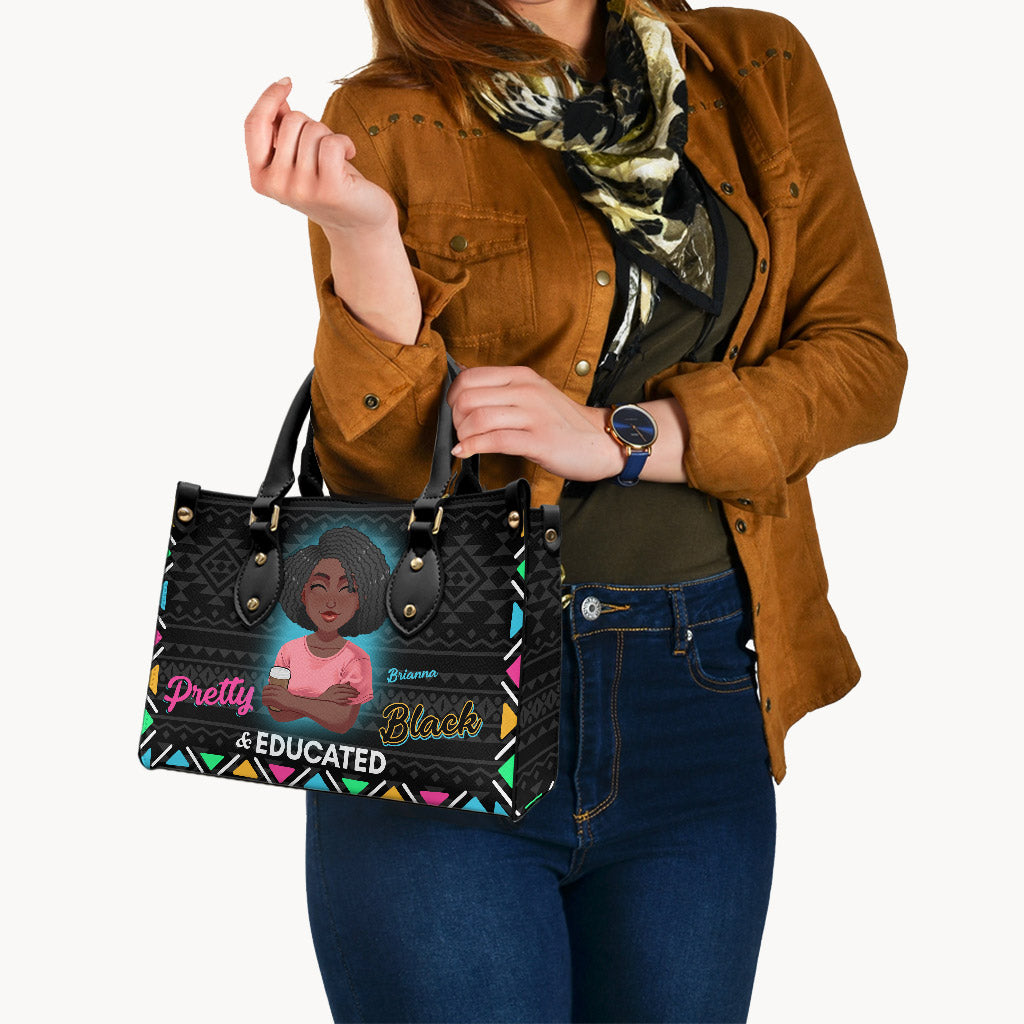 Pretty Black & Educated - Personalized African American Leather Handbag