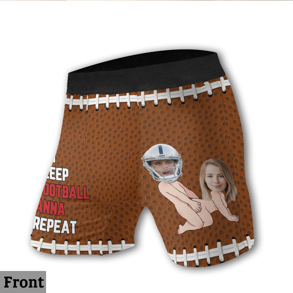 Manger, dormir, jouer au football, et recommencer - Boxers de football personnalisés pour hommes
