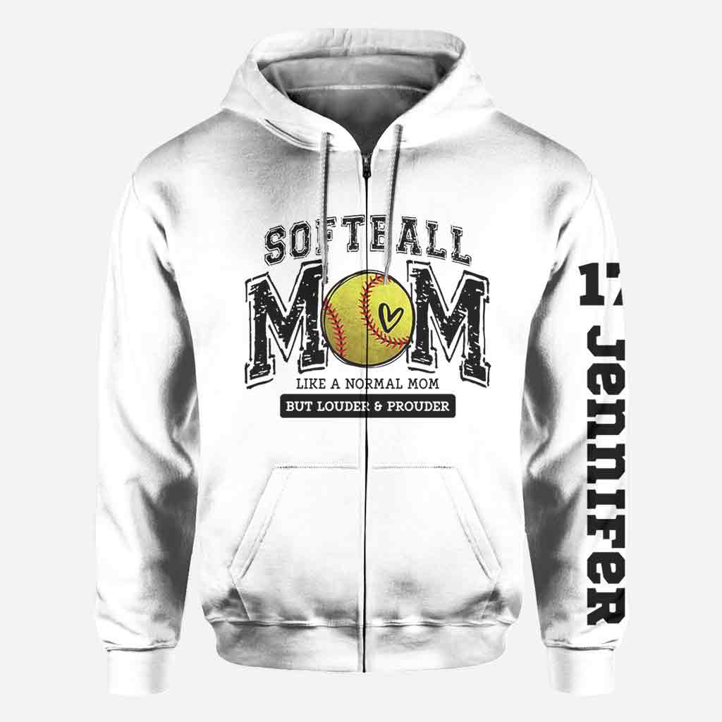 Softball Mom Louder Prouder - Personalized Softball All Over Shirt