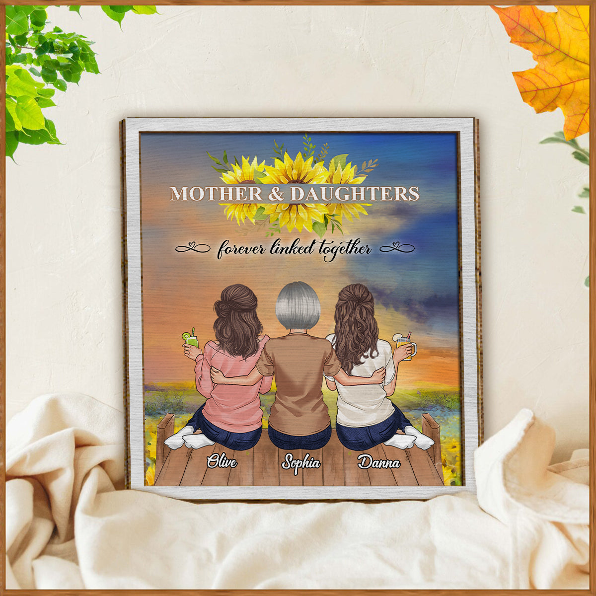 Mother And Daughters - Personalized Mother 2 Layered Wood Sign / Wood Plaque