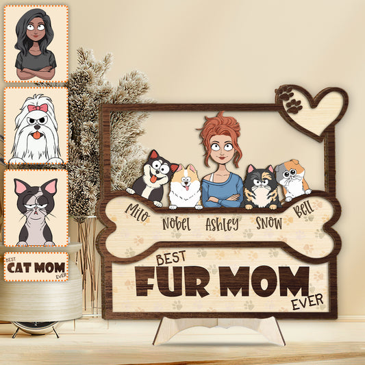 Best Fur Mom Dad Ever - Personalized Dog 2 Layered Wood Sign / Wood Plaque