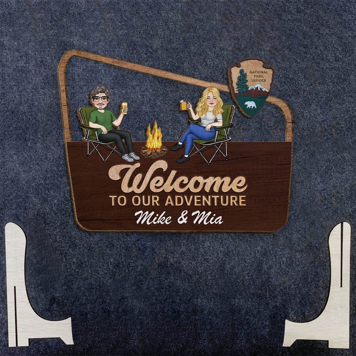 Welcome To Our Adventure - Personalized Camping 2 Layered Wood Sign / Wood Plaque