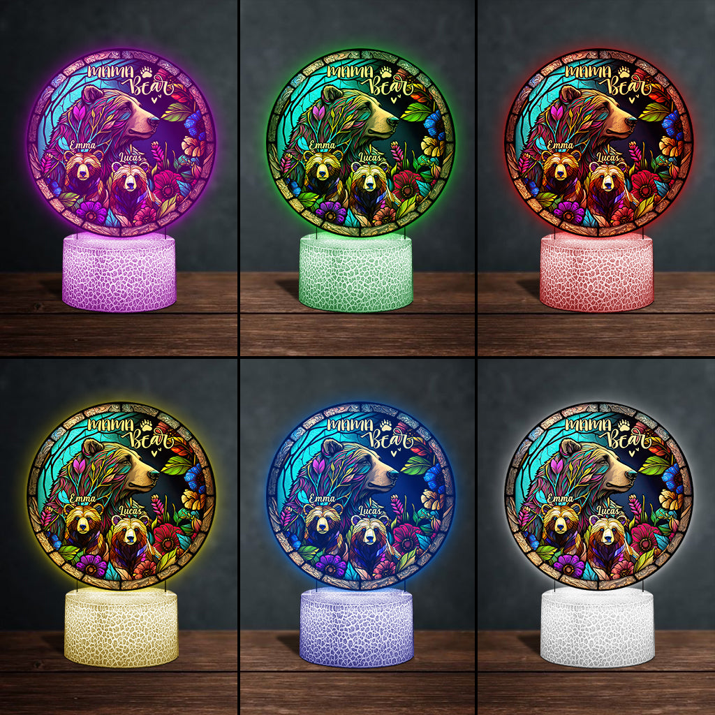 Mama Bear - Personalized Mother Shaped Plaque Light Base