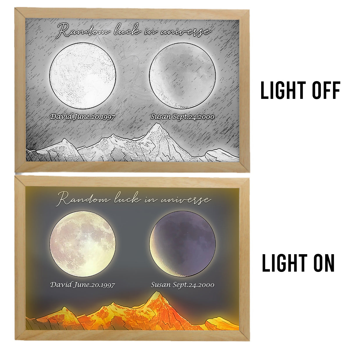 Random Luck In Universe - Personalized Couple Light Photo Frame