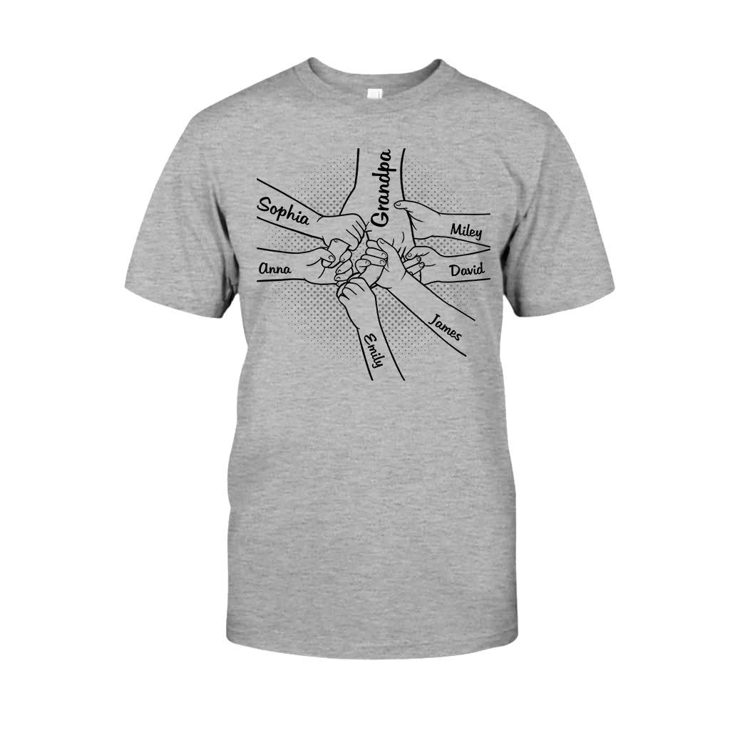 Hand In Hand - Personalized Grandpa T-shirt And Hoodie
