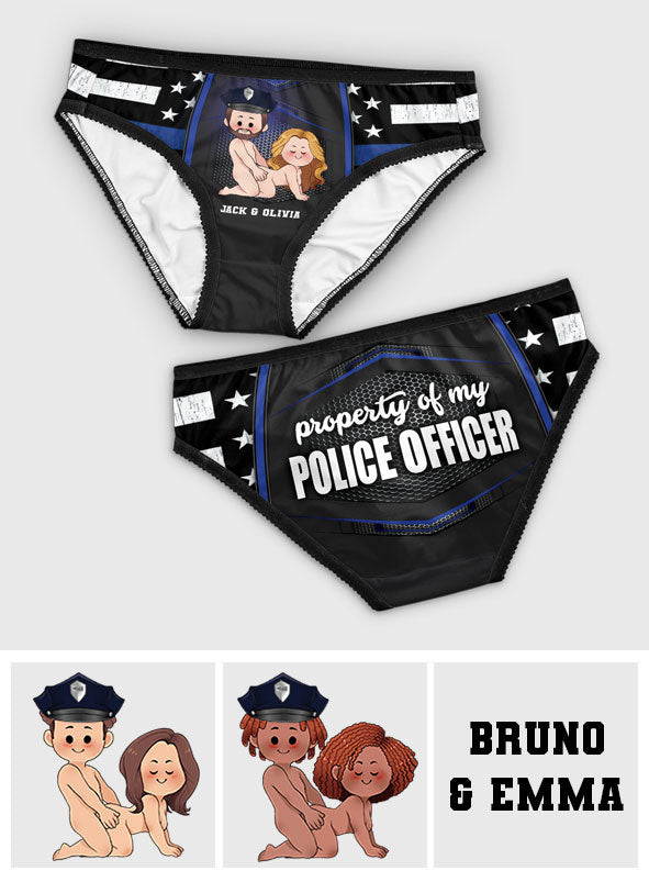 Property Of My Police Officer - Personalized Police Officer Lace Border Women Briefs
