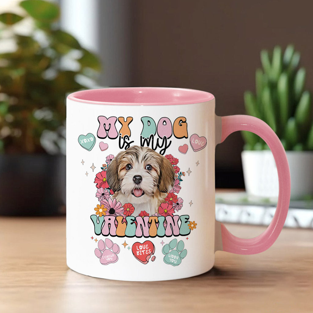 My Dog Is My Valentine - Personalized Dog Accent Mug