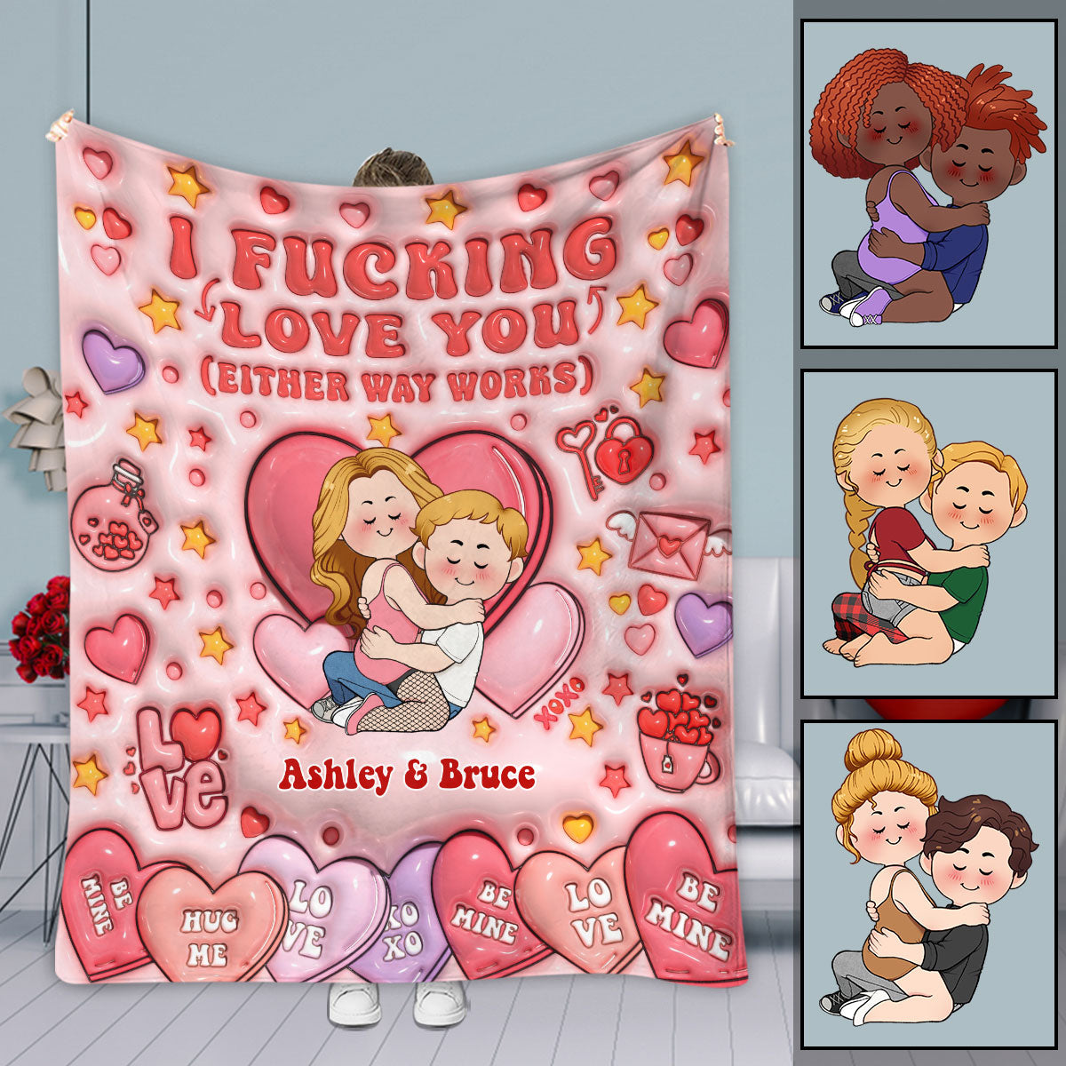 I Love You - Personalized Couple Blanket