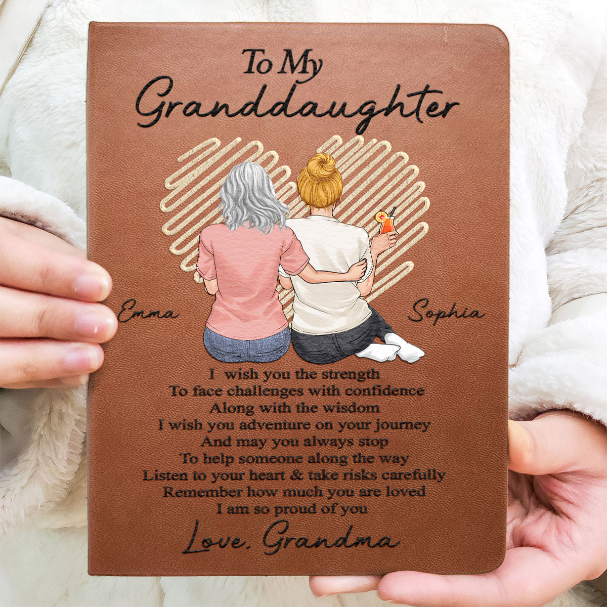 To My Granddaughter I Am So Proud Of You - Personalized Grandma Leather Journal