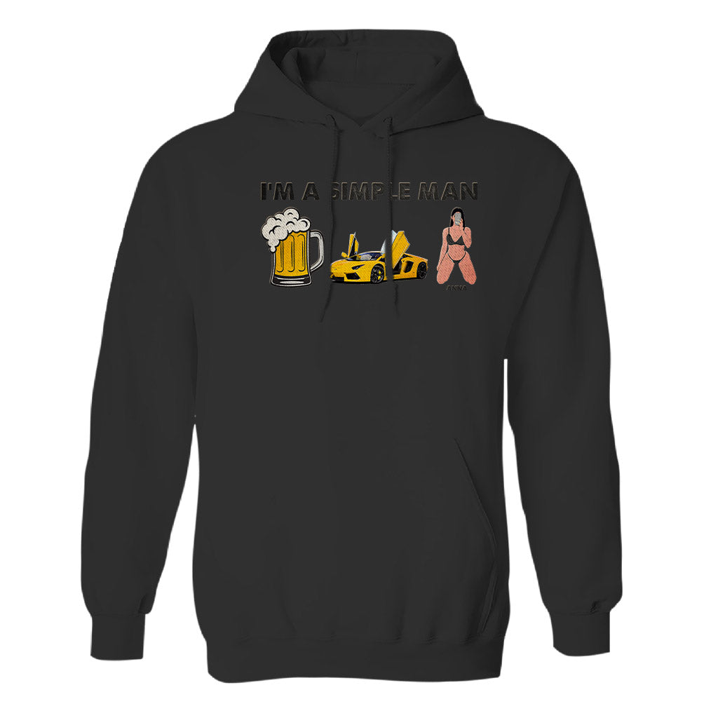 I'm A Simple Man - Personalized Couple Embroidered Hoodie