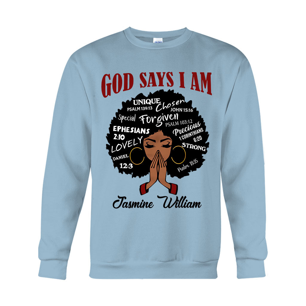 Dieu dit que je suis - T-shirt et sweat à capuche personnalisés pour afro-américains