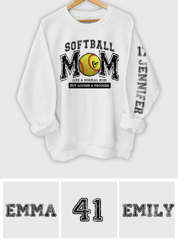 Softball Mom Louder Prouder - Personalized Softball All Over Shirt