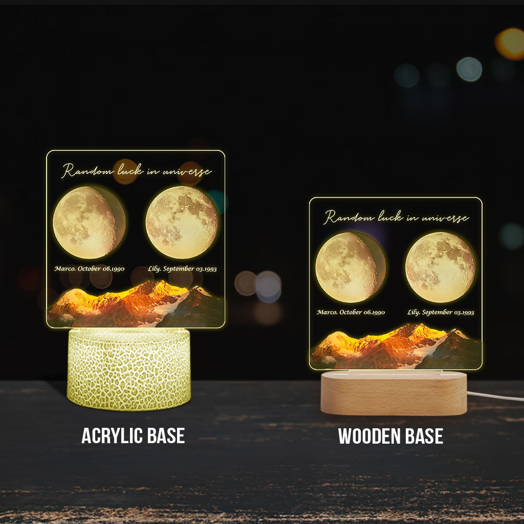 Random Luck In Universe - Personalized Couple Shaped Plaque Light Base