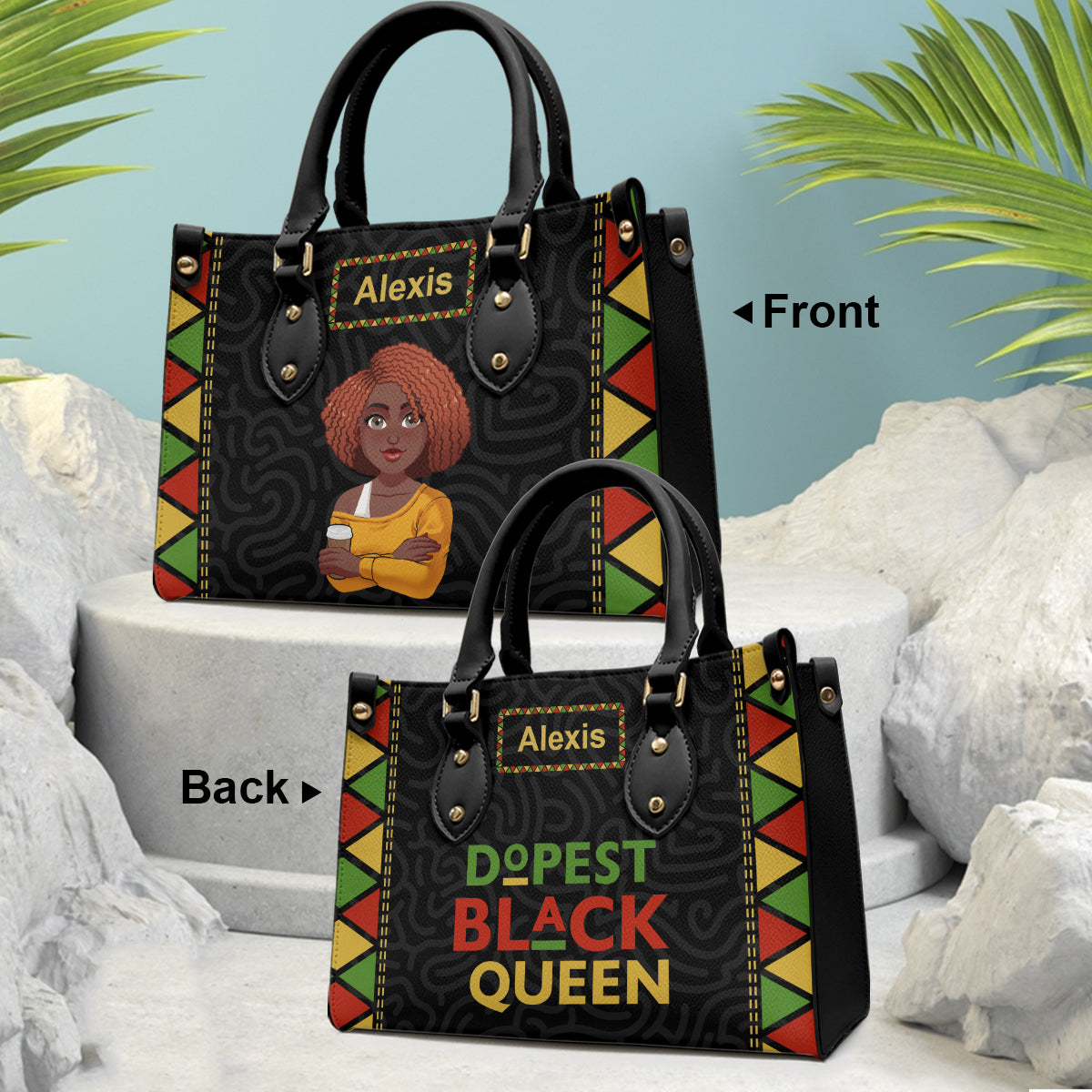 Dope Black Queen - Personalized African American Leather Handbag