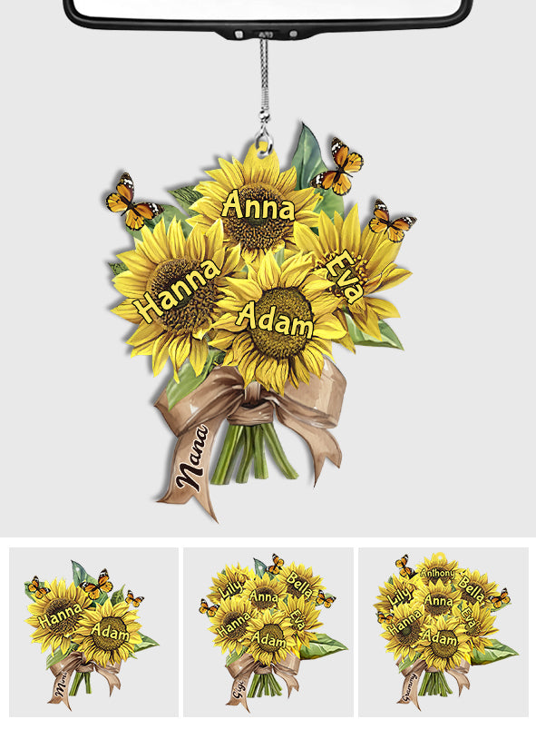 Grandma's Mom's Sunflowers - Personalized Grandma Car Ornament