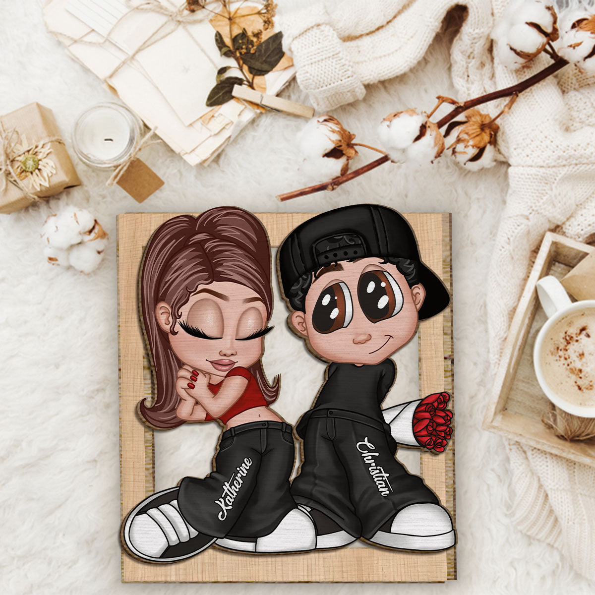 Y2K Couple - Personalized Couple 2 Layered Wood Sign / Wood Plaque