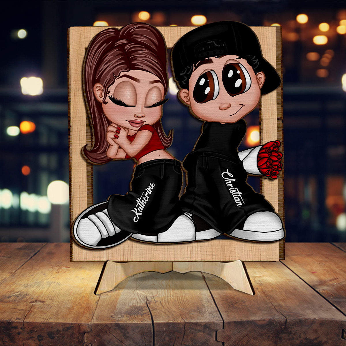 Y2K Couple - Personalized Couple 2 Layered Wood Sign / Wood Plaque