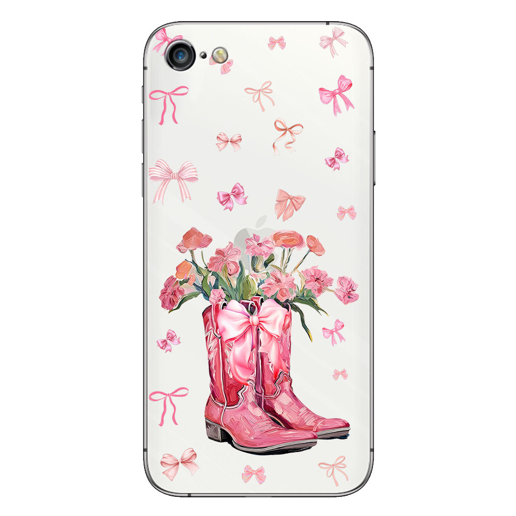 Cowgirl Boots Coquette - Personalized Horse Clear Phone Case