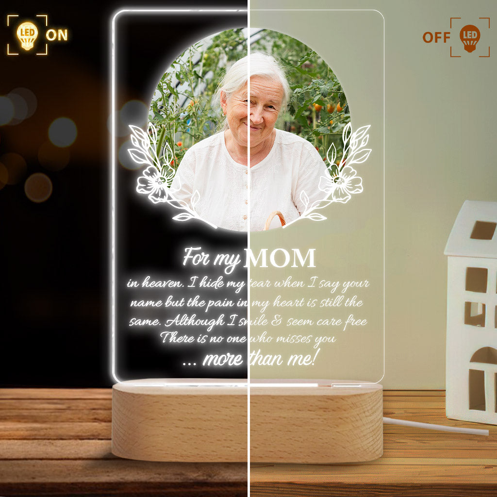 For My Any Title In Heaven I Hide My Tears When I Say Your Name - Personalized Mother Shaped Plaque Light Base