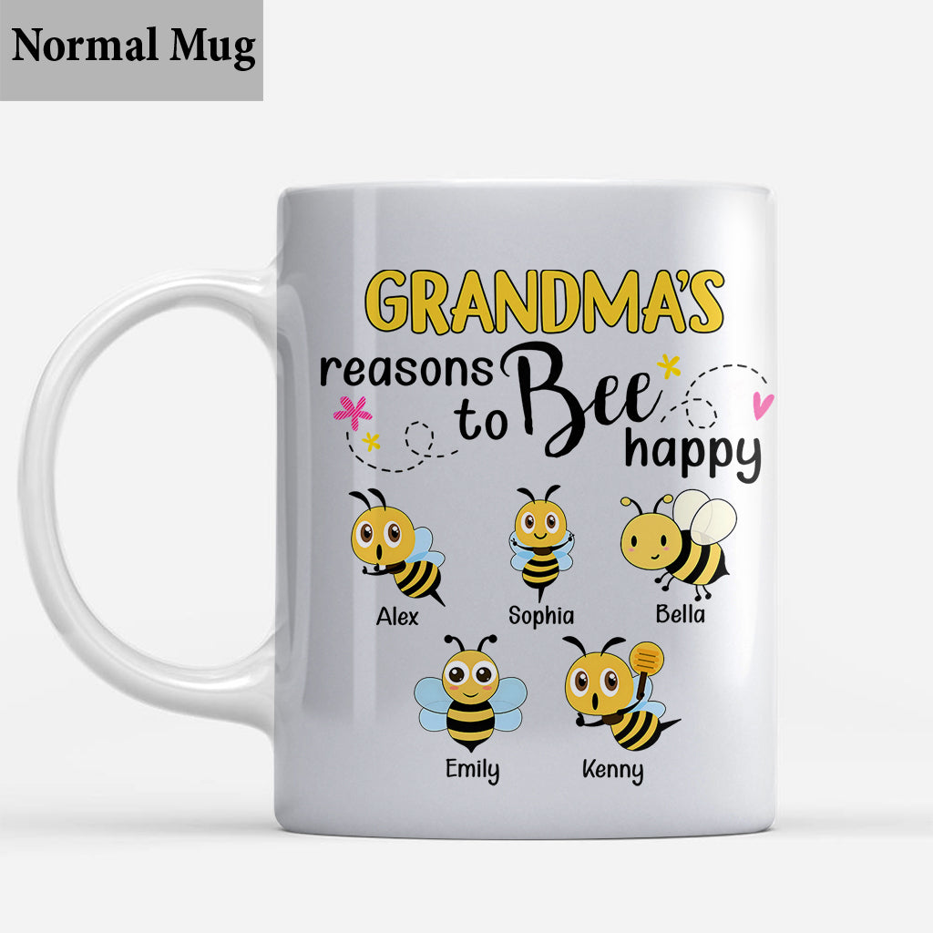 Les raisons de grand-mère d'être heureuse - Mug abeille personnalisé