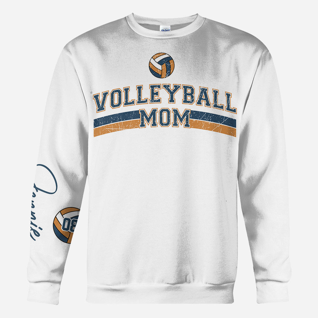 Volleyball Mom With Any Kid Name & Number - Personalized Volleyball All Over Shirt