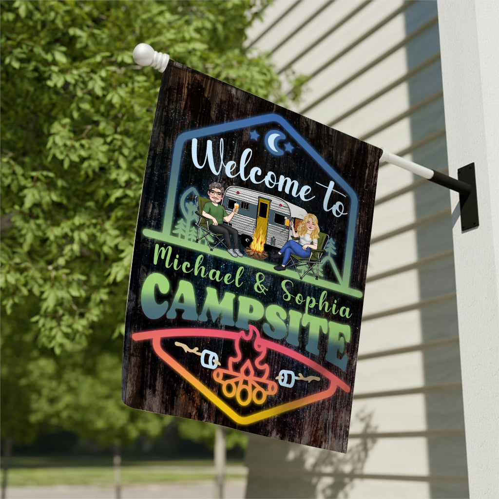 Welcome To Our Adventure - Personalized Camping Garden Flag