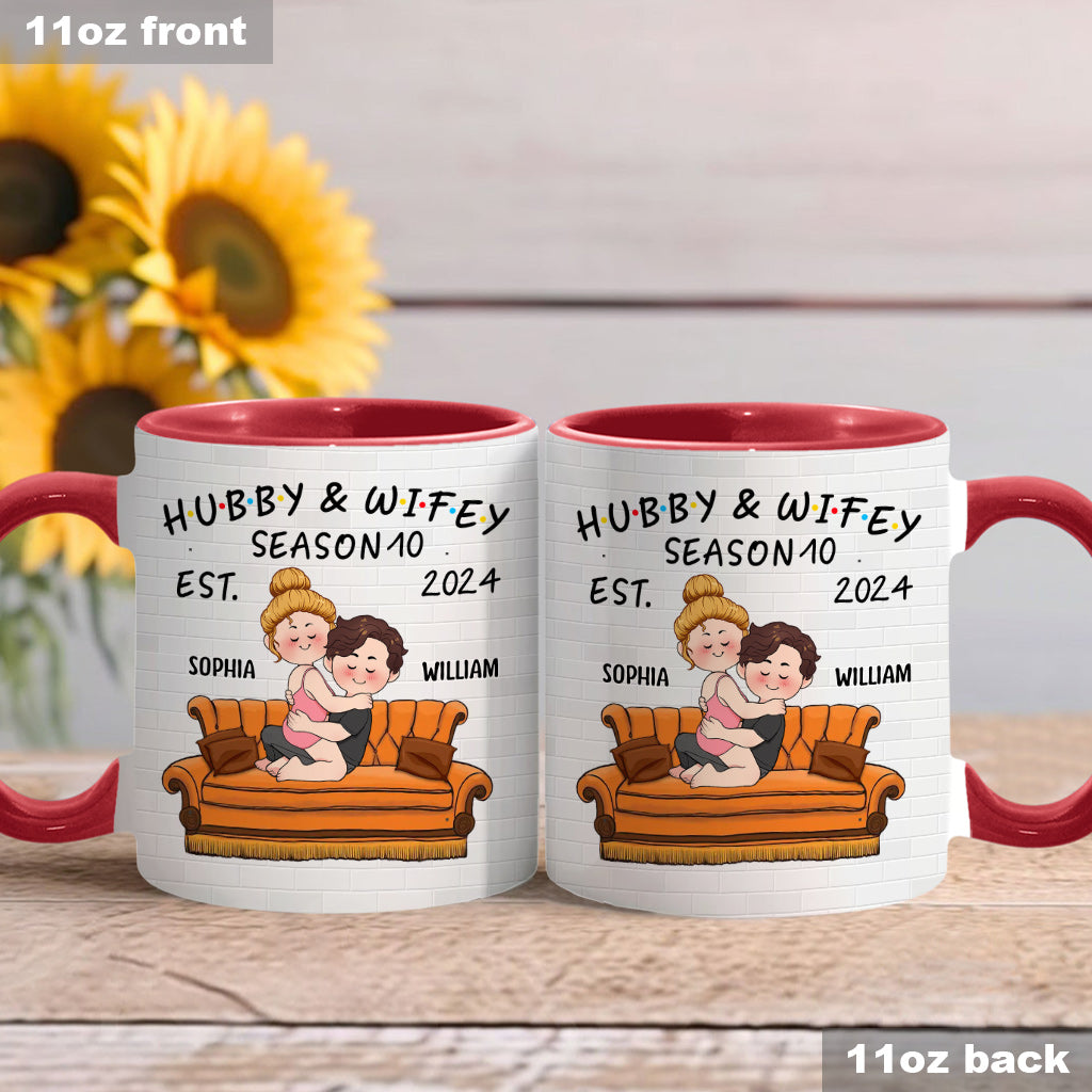 Hubby & Wifey - Personalized Husband And Wife Accent Mug