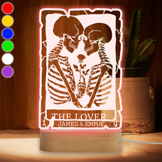 The Lover Romantic Skeletons - Personalized Couple Shaped Plaque Light Base