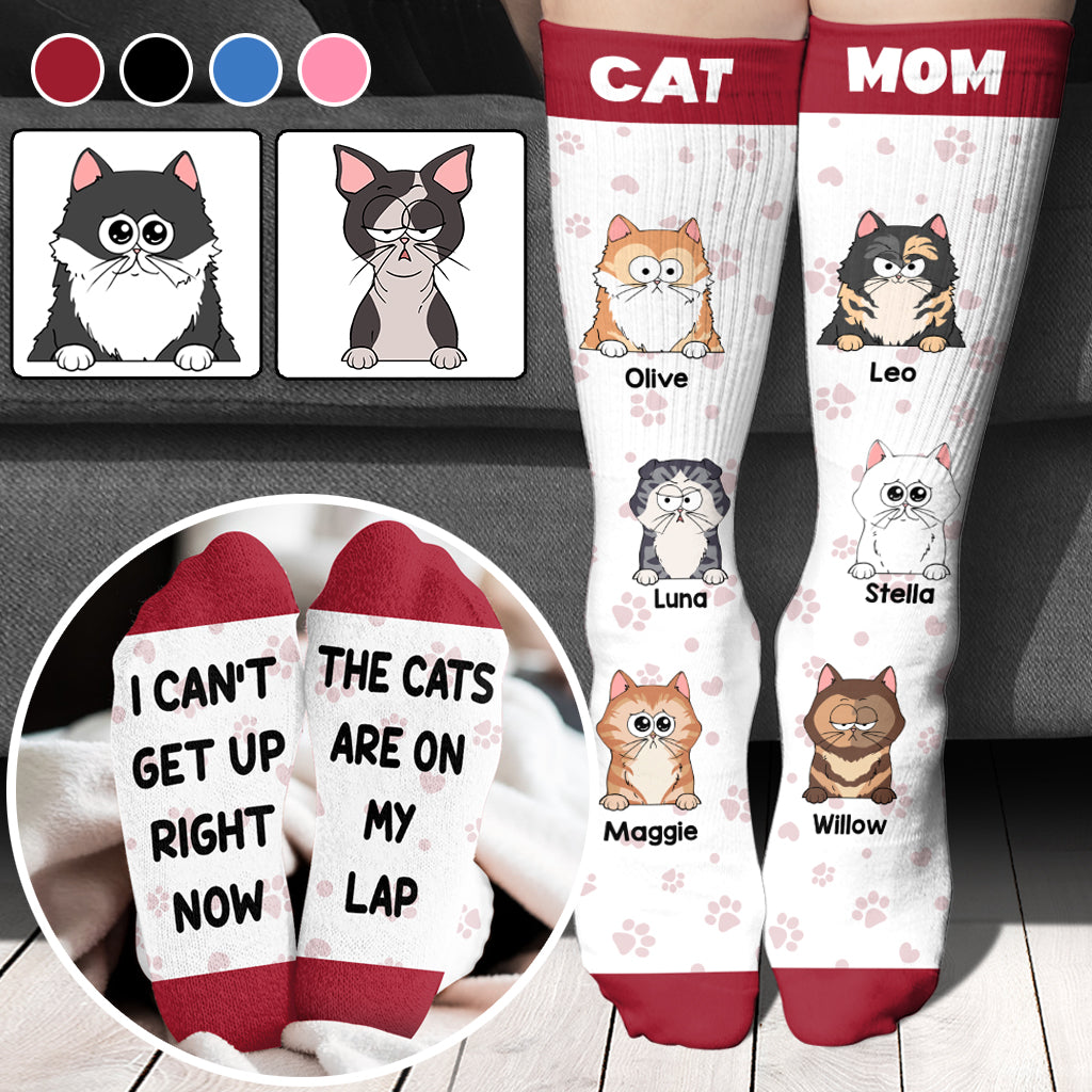 Die Katzen sitzen auf meinem Schoß – personalisierte Katzensocken