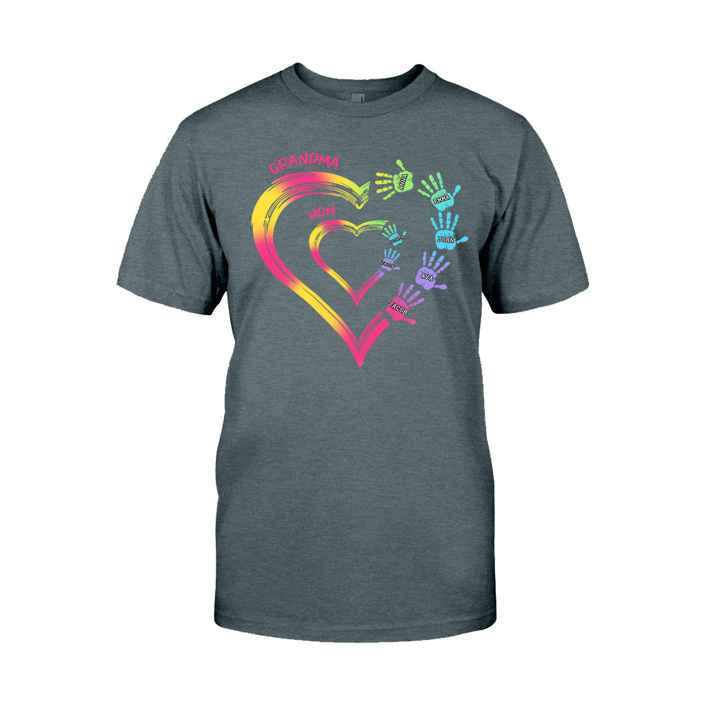 Any Title Of Mother And Grandma Double Heart Colorful - Personalized Grandma T-shirt And Hoodie