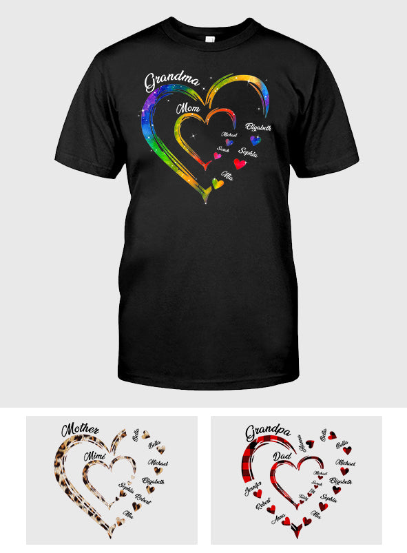Grandma Mom Hearts - Personalized Grandma T-shirt And Hoodie