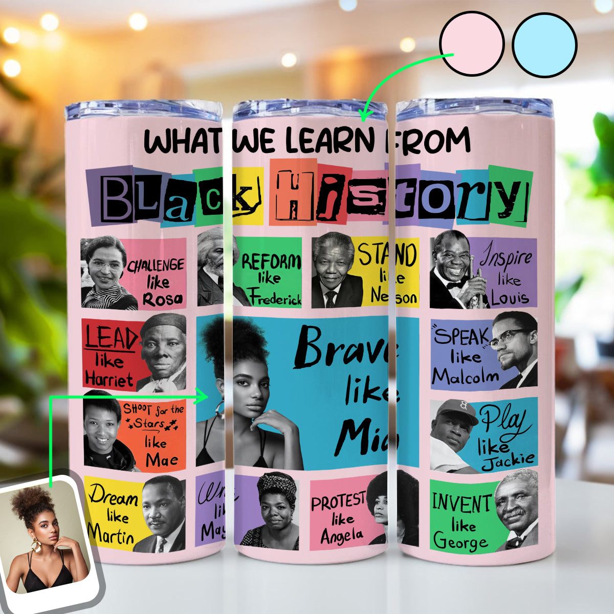 What We Learn From Black History - Personalized African American Skinny Tumbler