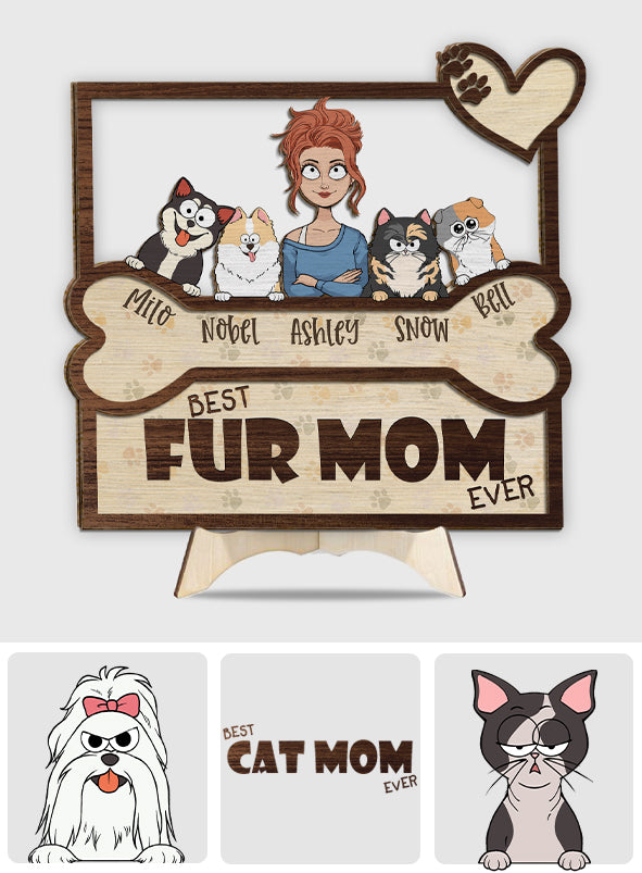 Meilleur papa et maman de chien au monde - Plaque en bois personnalisée à 2 couches