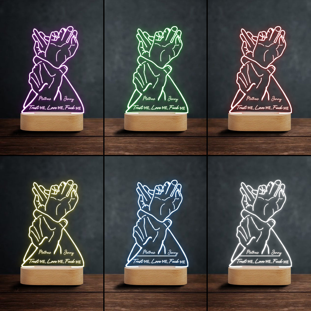 Trust Me Love Me - Personalized Couple Shaped Plaque Light Base