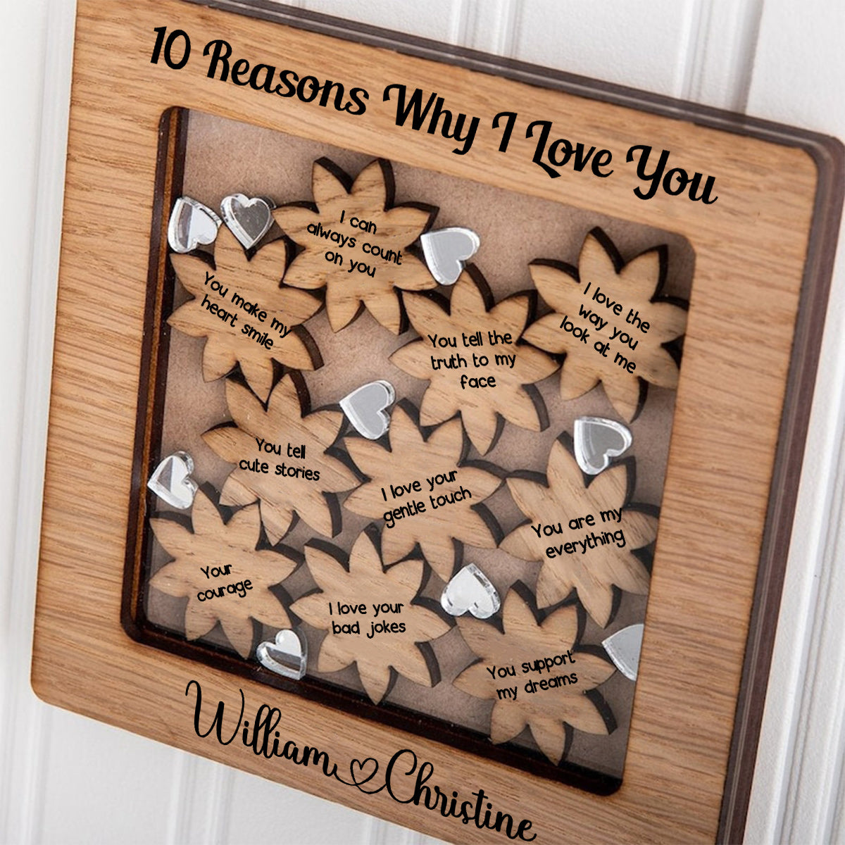 Reasons Why I Love You - Personalized Couple Why I Love You Wooden Frame With Charms