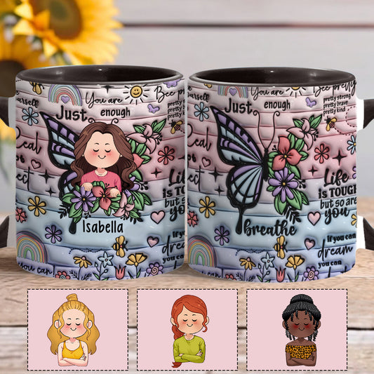 Mug personnalisé avec papillons, citations inspirantes et affirmations positives