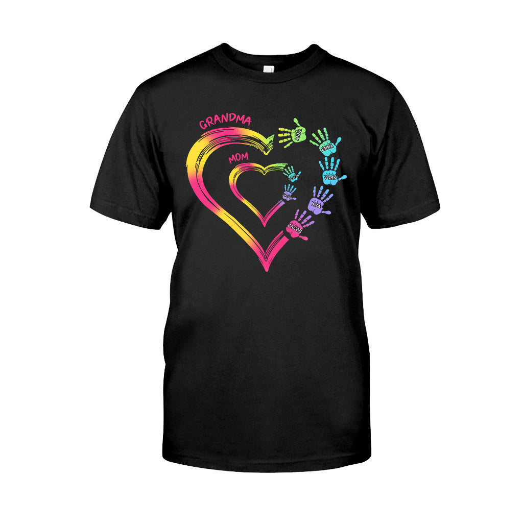 Any Title Of Mother And Grandma Double Heart Colorful - Personalized Grandma T-shirt And Hoodie