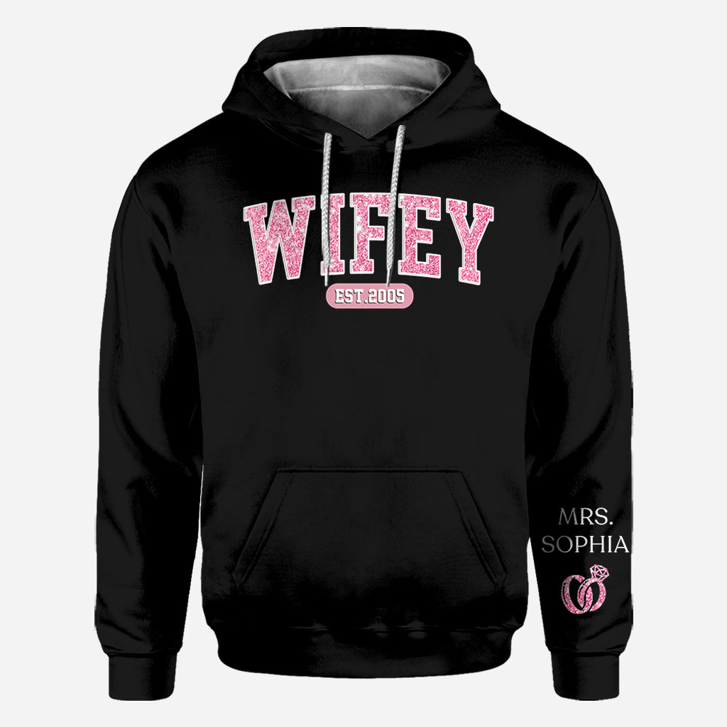 Wifey Est - Personalized Husband And Wife All Over Shirt