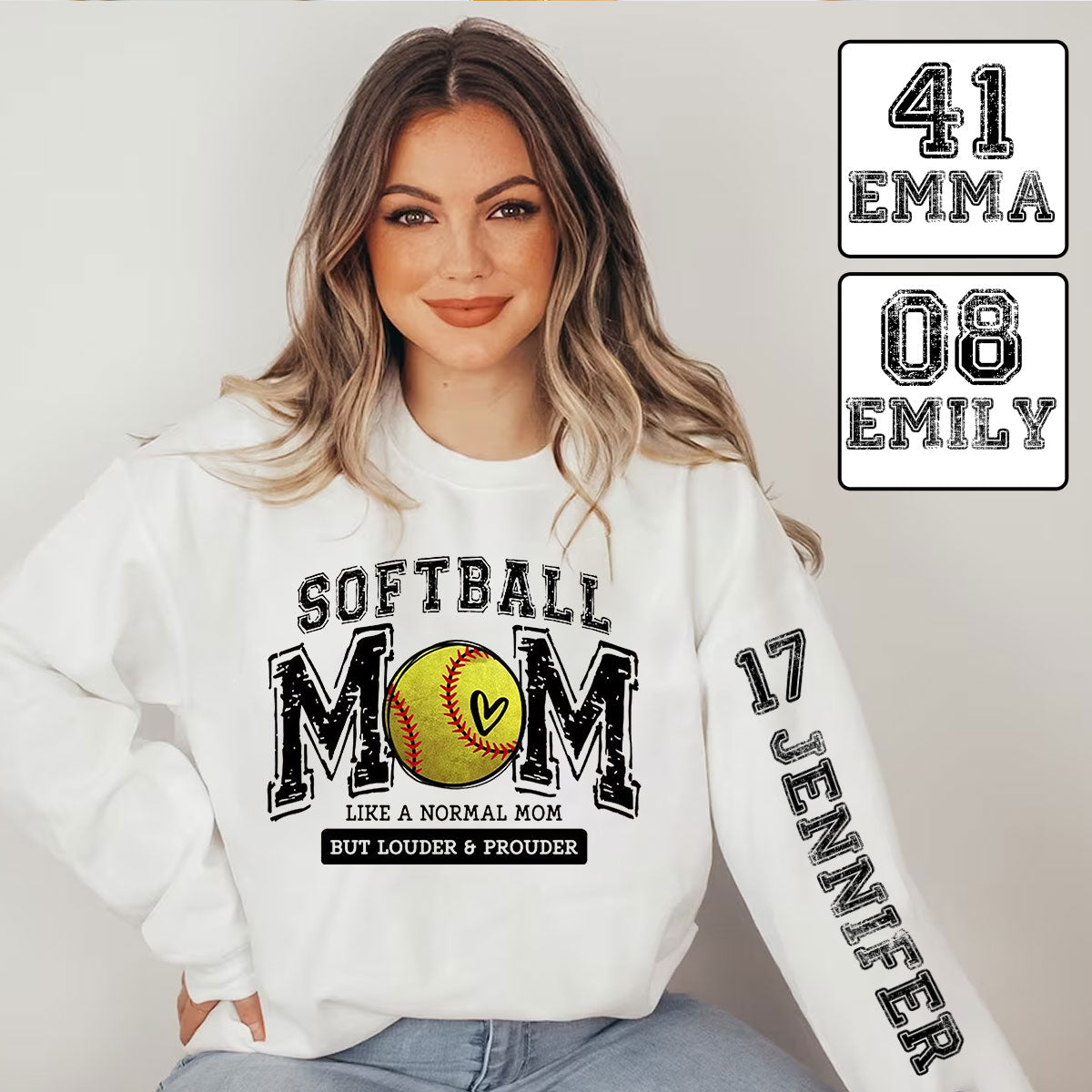 Softball Mom Louder Prouder - Personalized Softball All Over Shirt