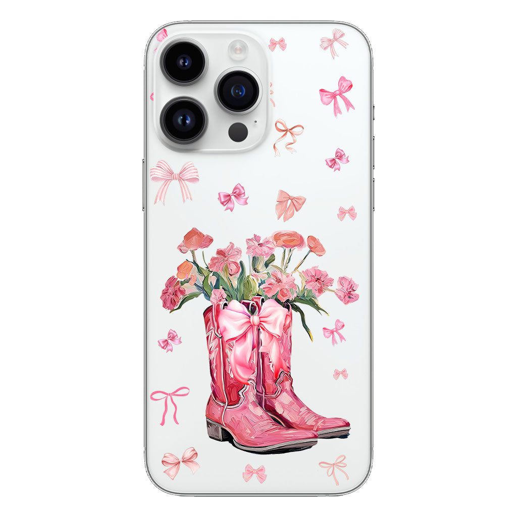 Cowgirl Boots Coquette - Personalized Horse Clear Phone Case