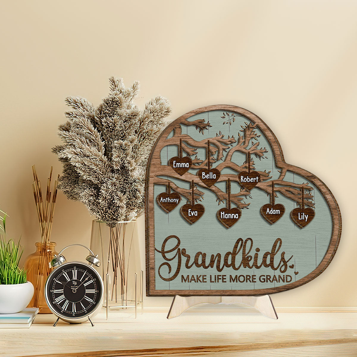 Enkelkinder machen das Leben schöner – Personalisiertes 2-lagiges Holzschild „Oma“ / Holzplakette