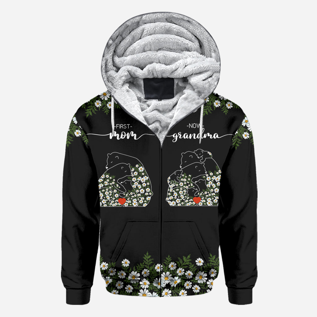 First Mom Now Grandma Bear Daisy - Personalized Grandma All Over Shirt