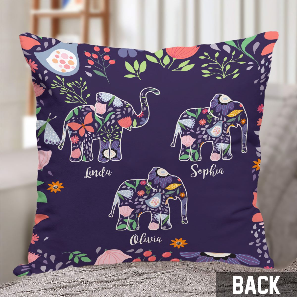 Elephant Mom - Personalized Mother Throw Pillow