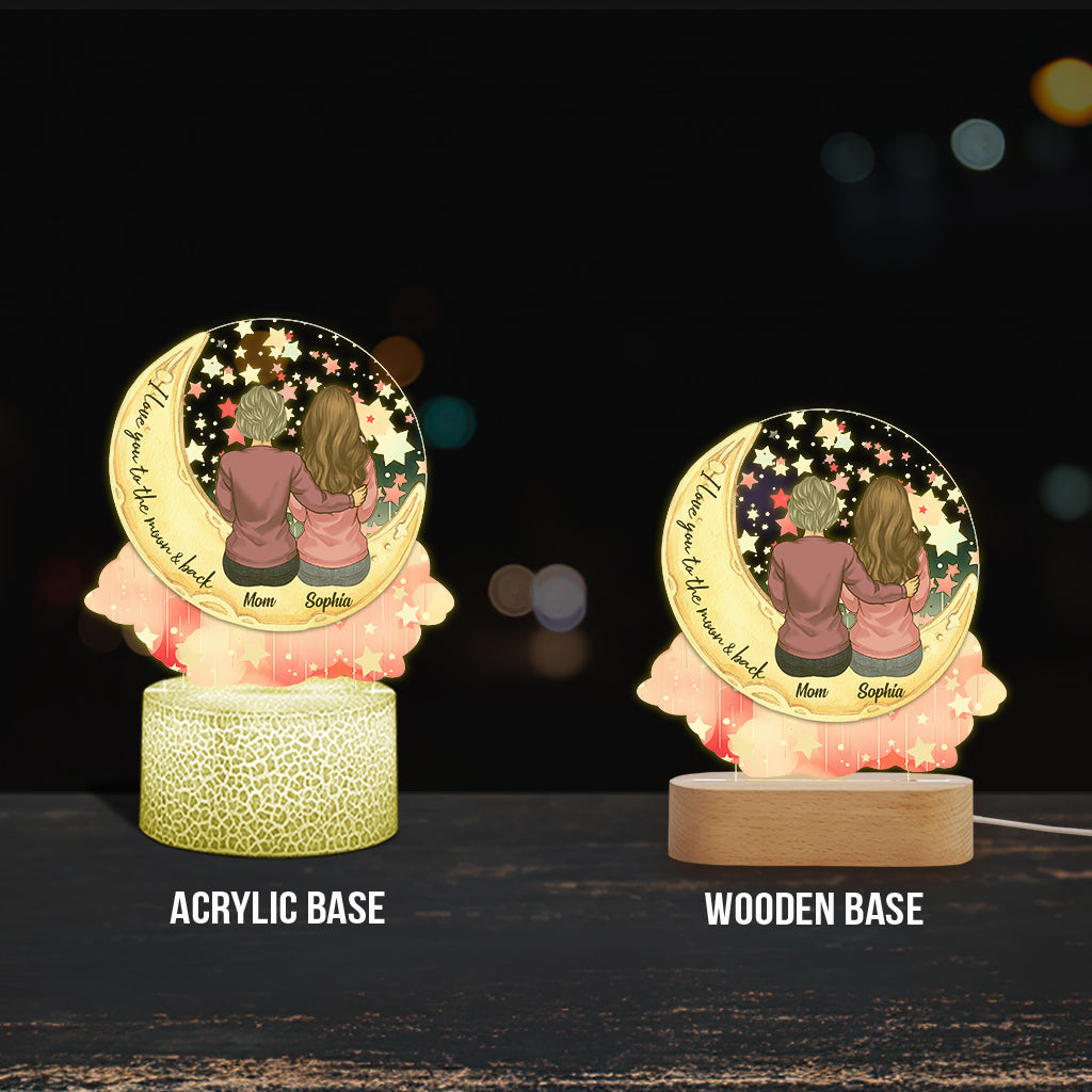 I Love You To The Moon And Back - Personalized Mother Shaped Plaque Light Base